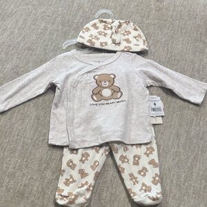 MOTHER Beige Bear Print Kids Pajama Set